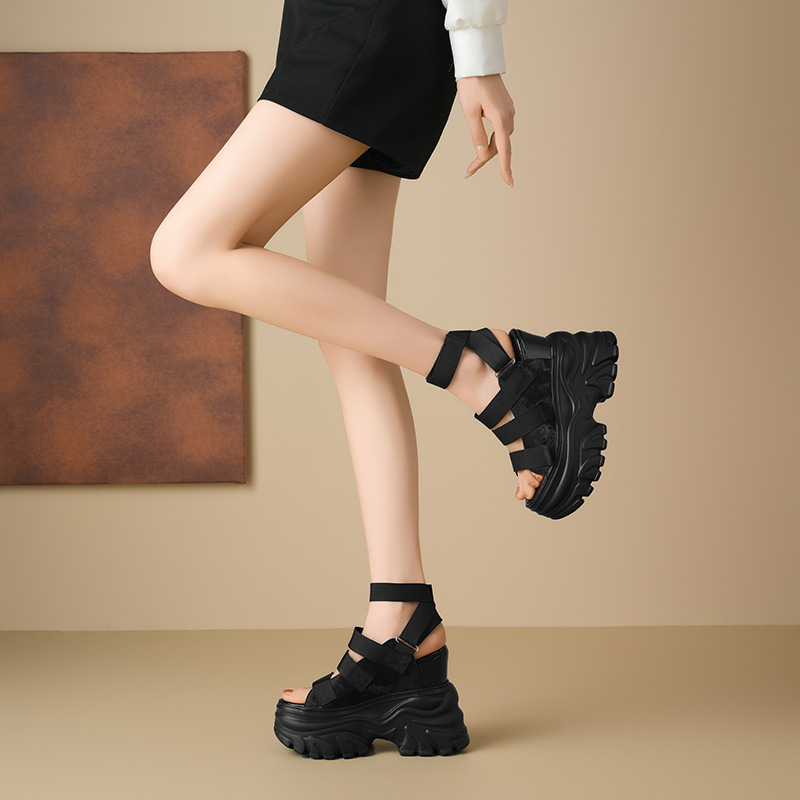 Giày cao gót nữ đế xuồng platform da thật, gót 14 cm, dáng nhỏ — Màu đen