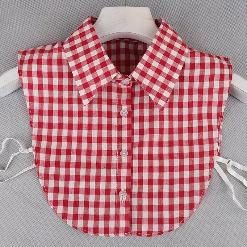 Женский дикий фальшивый воротник весна и осень новая клетка в полоску рубашка рубашка половина моды модный воротник