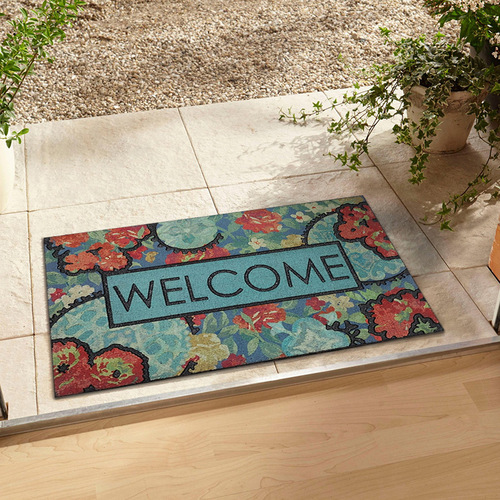 Cross-border new style floral entrance door mat abstract flower retro entrance mat foot pad manufacturer's agency home use mat carpet 