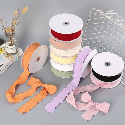 4cm Lotus Leaf Wavy Edge Fish Tail Chiffon Ribbon Bow Fresh Flowers Cake Valentine's Day Bouquet Cover Weaving Ribbon