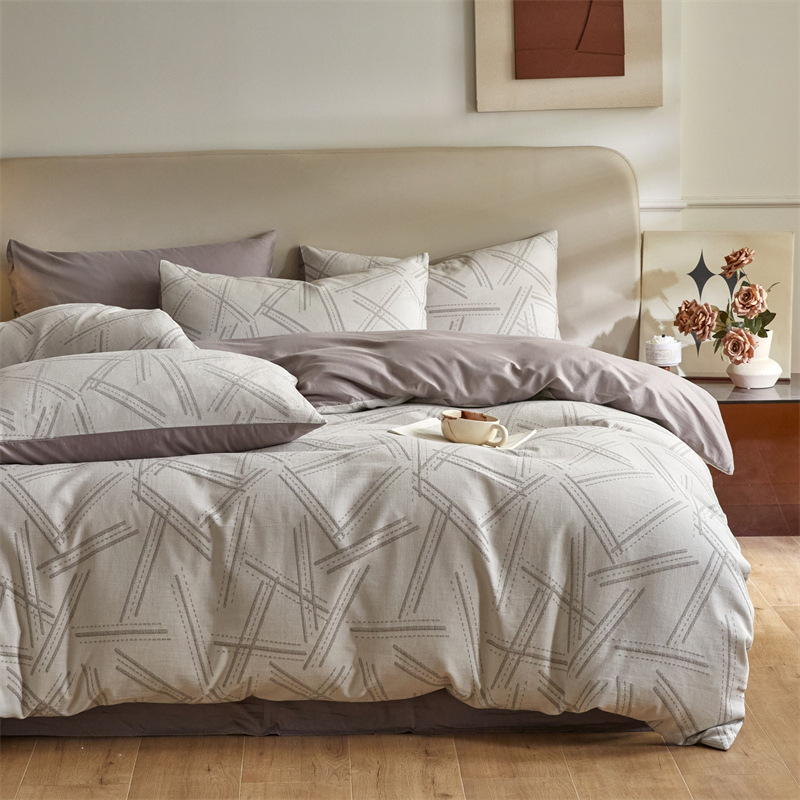 Nuevo tipo A piel de algodón doble cara teñido Jacquard flor simple cuatro piezas de sábanas fabricantes al por mayor