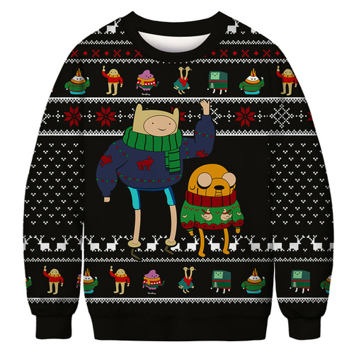 Christmas series printed sweatshirt set, crew neck long sleeve sweatshirt for men and women, couple style, AliExpress