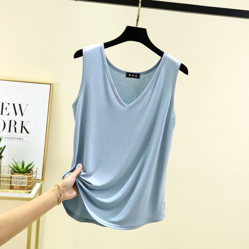 Low collar V-neck plus size vest women's summer loose strap all-match inner and outer wear modal bottoming shirt top spring