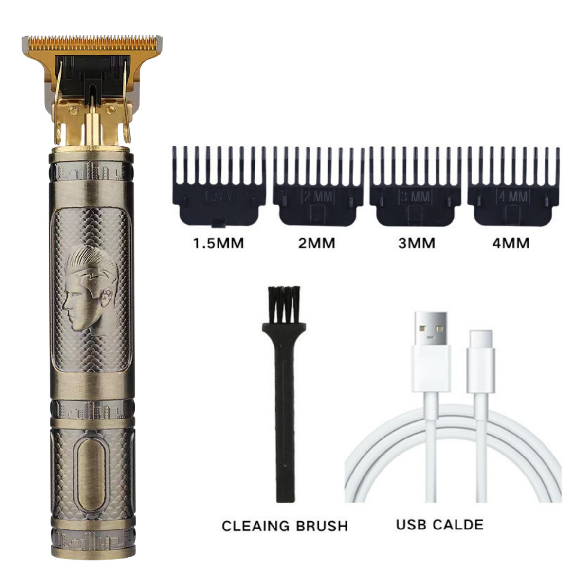 Cortadora eléctrica de peluquería con tallado de metal transfronterizo, cortadora de cabeza de aceite eléctrica, afeitadora recargable, maquinilla de afeitar para peluquería, cortadora de pelo calva