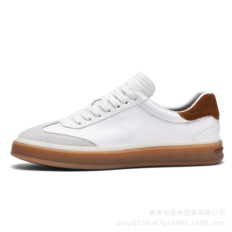 Retro lujoso ligero de cuero real, zapatos de moda retrógrados de alta calidad, zapatos de cuero blancos simples, zapatos de skate casuales cómodos