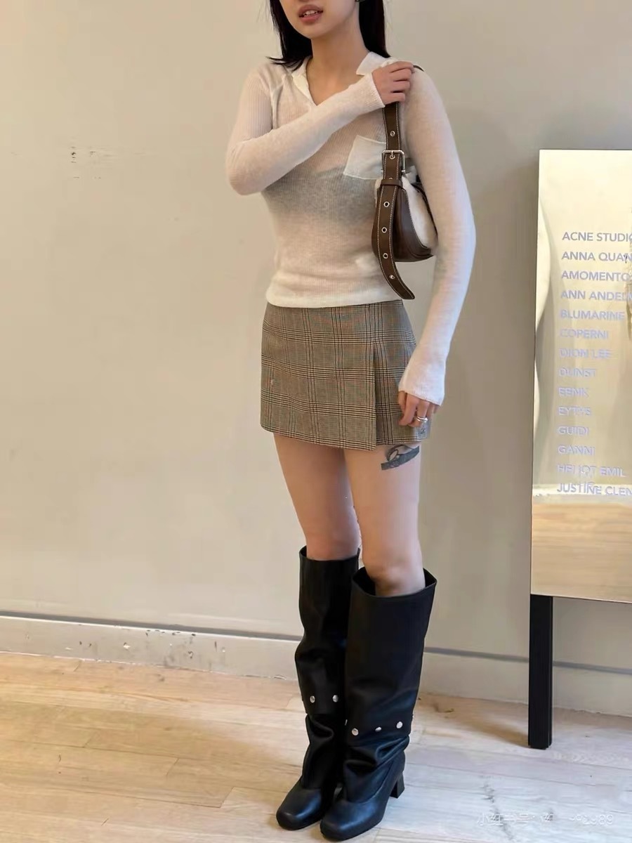 Doppelseitig abnehmbare Overknee-Stiefel aus Leder, brandneues Design mit verdickter Fersenniete, schmal geschnittene High-Top-Stiefel mit lockerer Passform. Neu Herbst/Winter 2025_voghion.com