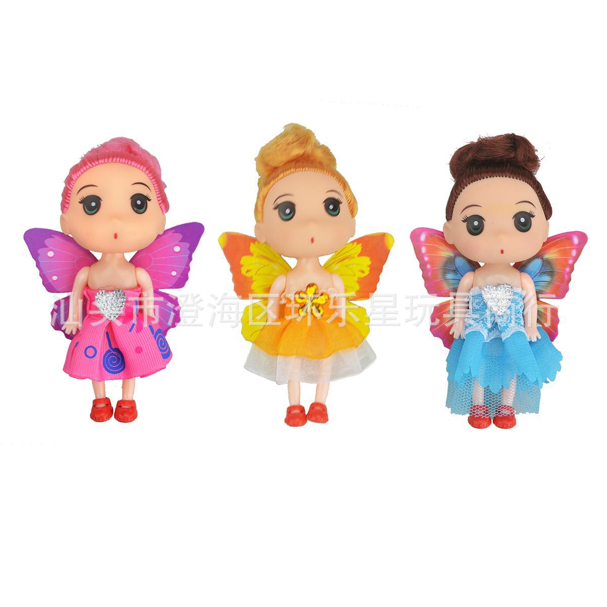 Angel Barbie Vinyl Mermaid Doll Doll Wings Flower Fairy Girl Gift Children's Toy Cake Ornament