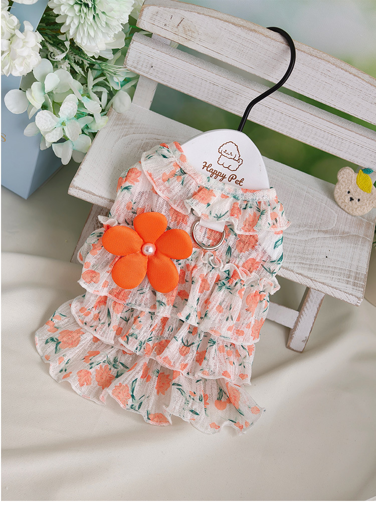 Robe plissée à fleurs style princesse pour chien et chat été_voghion.com