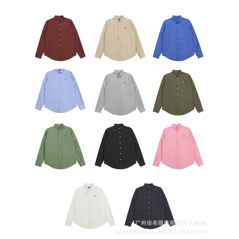 Scan the Qr Code to Purchase This Unisex Oxford Fabric Solid Color Logo Embroidered Button-Down Classic Long-Sleeve Casual Shirt