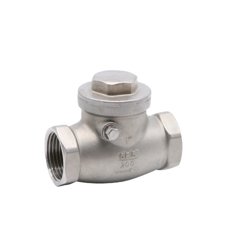 304不锈钢卧式止回阀内螺纹逆止阀H14W单向立式翻板式丝扣阀门4分