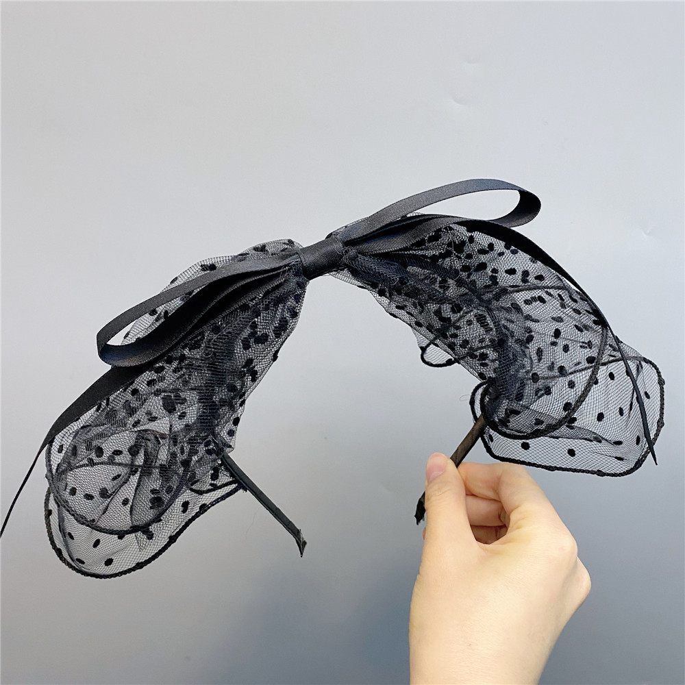 Korean Polka Dot Mesh Bow Hair Band display picture 7