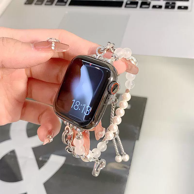 Xiaoxiang Love Crystal Pearl Chain Подходит для Applewatch8 Generation 7654321 Лента Apple Watch Металл Женский