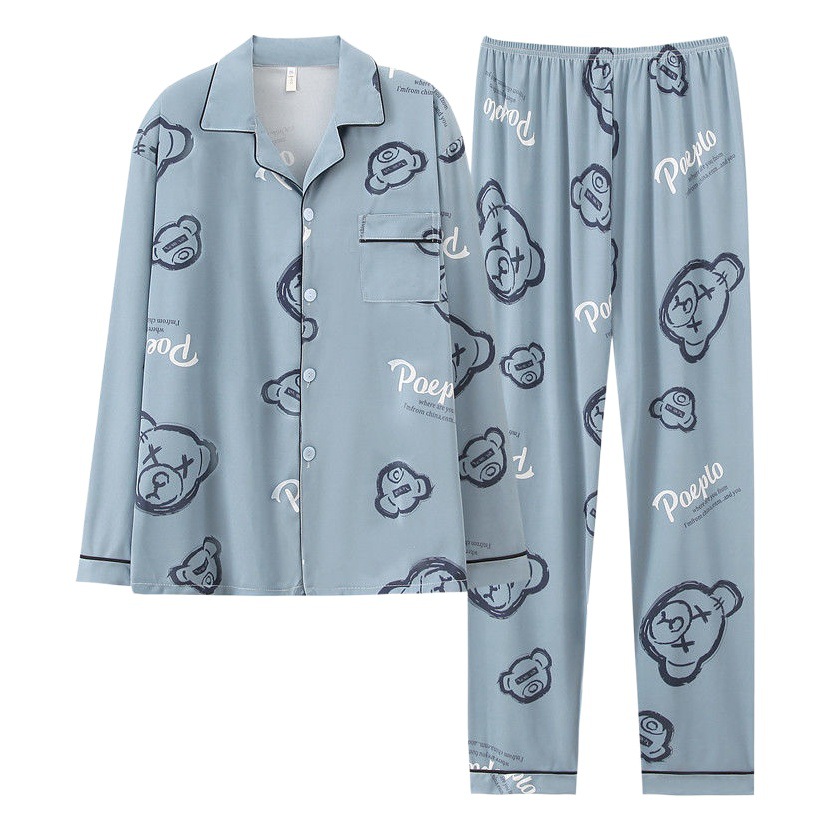 Pijamas de hombre primavera y otoño invierno 100% algodón pantalones de manga larga verano verde de mediana edad y ancianos cardigan ropa para el hogar cuatro estaciones