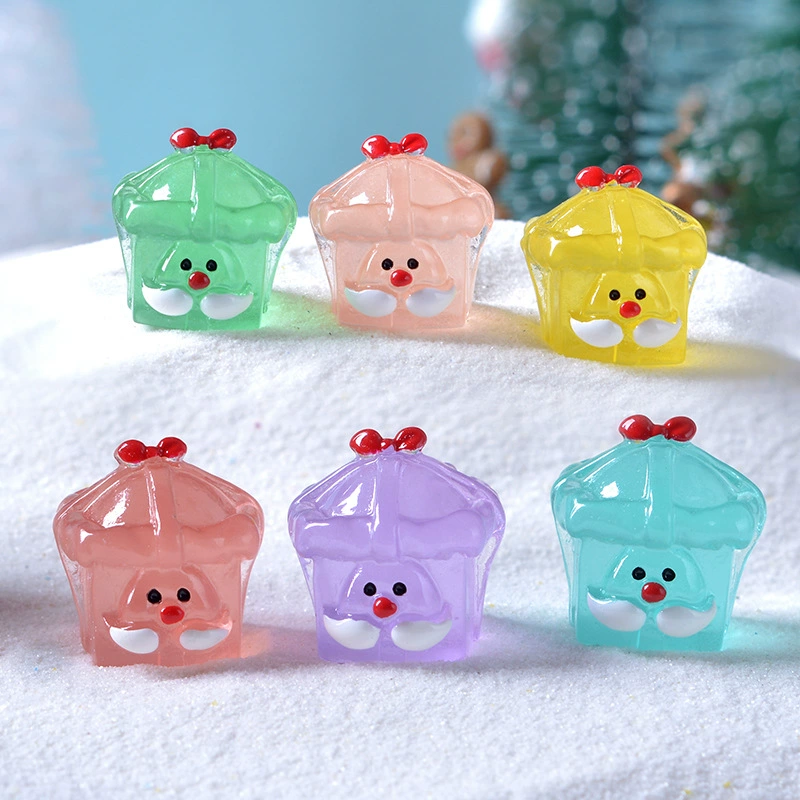 Рождественский Новый светящийся Санта-Клаус лицо подарочная коробка микро пейзаж Снежный пейзаж небольшие украшения прозрачная подарочная коробка аксессуары