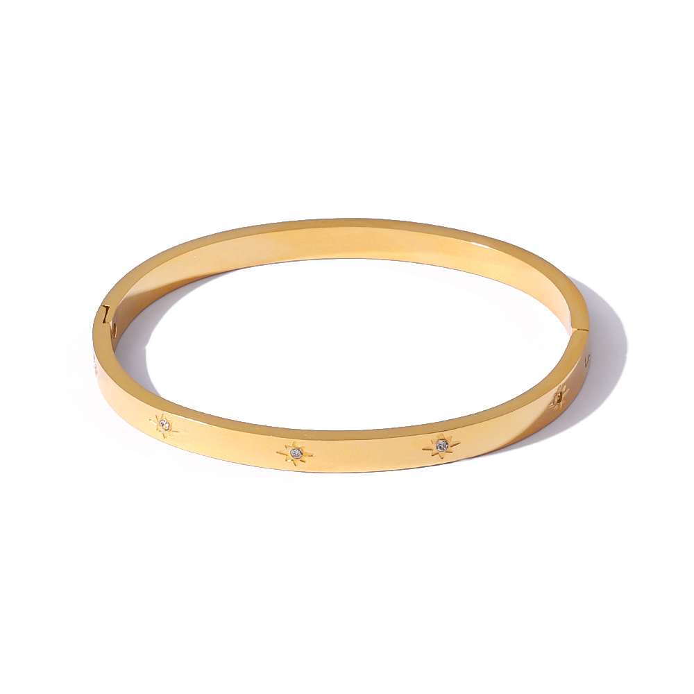 Pulsera de pulsera exquisita de estrella de ocho mang de doble cara de 5mm sin decoloración de acero de titanio caliente de INS