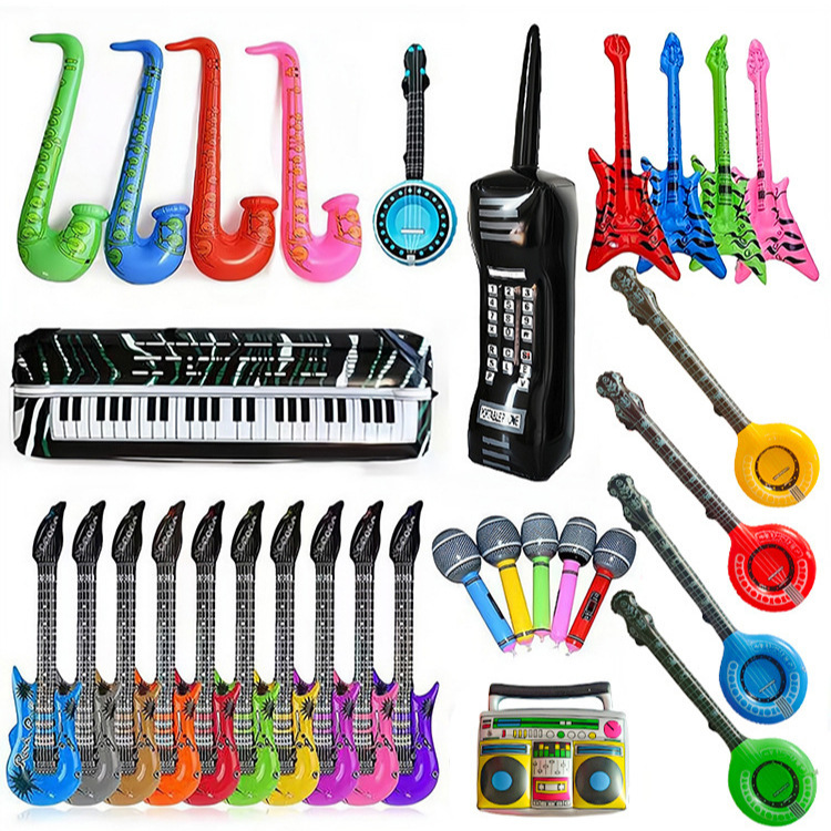 Cross-border inflatable musical instrument music suit toy simulation musical instrument pvc party entertainment inflatable microphone 95 guitar