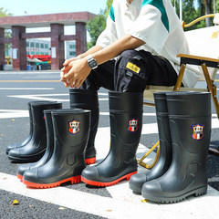 Steel-toed anti-crushing rain boots for men, high and mid-calf industrial waterproof shoes, labor protection miners' shoes, steel plate anti-slip warm rain boots, rubber shoes 