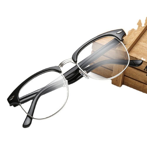 新款复古3016平光镜 金属半框米钉男女眼镜框可配近视学生眼镜架