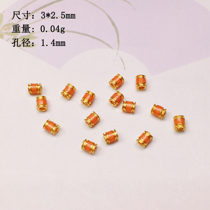 S925 silver gold-plated burning blue drop oil barrel beads tube beads colorful spacer bracelet necklace string decoration diy semi-finished products