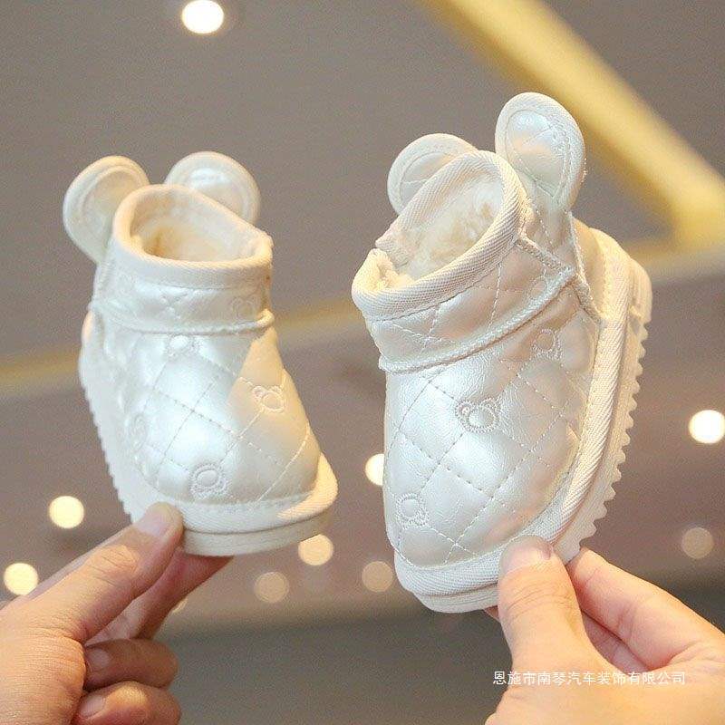 Baby Toddler Shoes Fleece-Lined Cotton Shoes for Girls Infants and Toddlers Autumn and Winter New Snow Boots Children's Soft-Soled Warm Casual Shoes