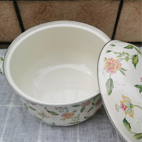Thickened enamel soup pot, flat-bottomed double-eared stew pot, high persimmon pot, enamel pot, household Chinese medicine pot, gas induction cooker available