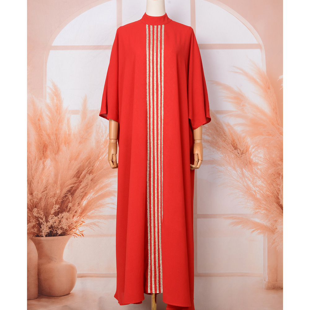 Cross-border E-commerce Arab Abaya Dubai Muslim Middle Eastern Fashionable And Elegant Rhinestone Embellished Robe Dress_ecoleips.com