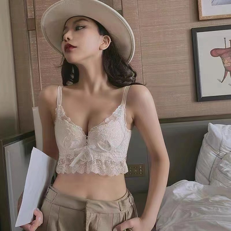 Estilo japonés Sujetador de encaje francés cintura ajustable que adelgaza el sujetador pequeño pecho empuja hacia arriba la ropa interior cómoda empuja hacia arriba el sujetador image 1