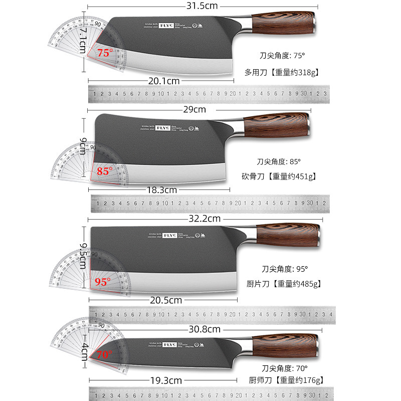 Cuchillo de cocina doméstico súper rápido afilado cuchillo de corte de carne de cocinero de corte de doble uso cuchillo de corte de cocina set