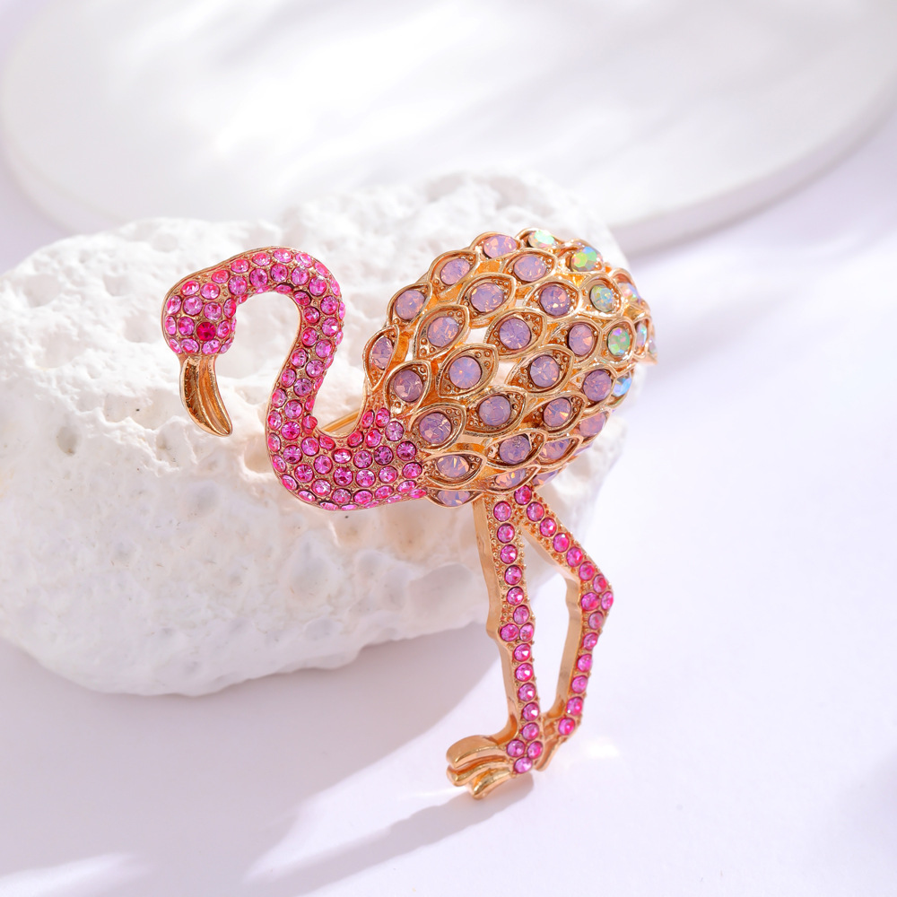 IG Style Cartoon Style Flamingo Alloy Plating Inlay Rhinestones Women's Brooches display picture 4