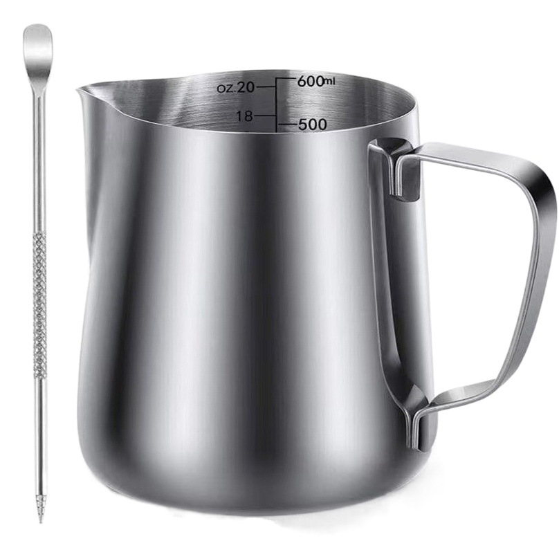 304 Stainless Steel Latte Art Pitcher with Pointed Spout, Milk Frothing Pitcher, Fancy Milk Cup, Milk Frothing Pitcher for Coffee Latte Art