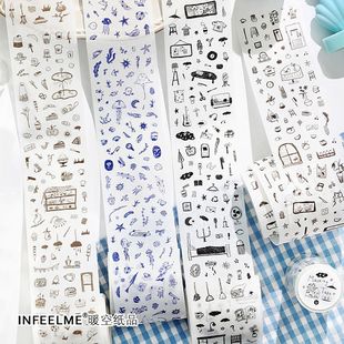 Infeel.Me Graffiti Notes Series Washi Flash Sand Die-Cut Tape Casual Ins Handbook DIY Guka Tape