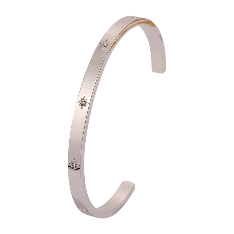 Pulsera de acero de titanio para mujer, sentido de alta gama, pulsera retro europea y americana que no se desvanece, oro de arena, apertura, circón, joyería de pulsera de acero inoxidable image 19