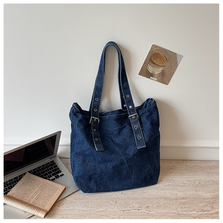 Bolso retro de gran capacidad para mujeres 2026 nuevo estilo vaquero de moda bolso de hombro de brazo de viaje ocio bolso de mano