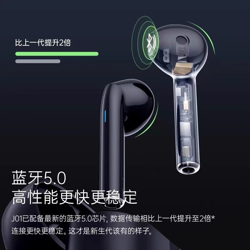 国境を越えた新型J01 bluetoothイヤホン半入耳超長航続無線ノイズ低減複合9D音質twsイヤホン|undefined