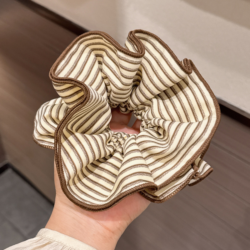 Полосатая резинка для волос 364 кофейного цвета