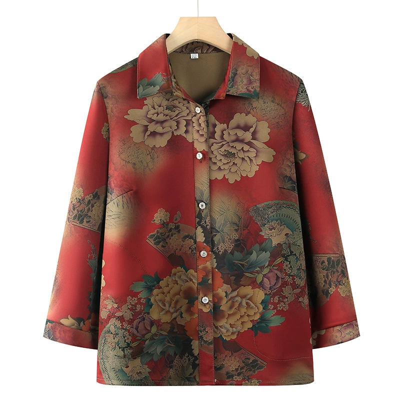 Весенняя одежда для мам среднего и пожилого возраста, рубашка в костюме бабушки Тан, весенне-осенняя праздничная рубашка в китайском стиле для старухи, женская одежда