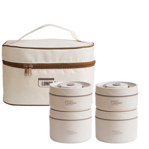 304 stainless steel insulated lunch box double-layer portable lunch box round multi-layer working student lunch box with lid and seal
