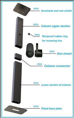 Elektrikli avtomobil şarj cihazları Column, Charging Station Column Pole - black-column-hanging-base-with-top