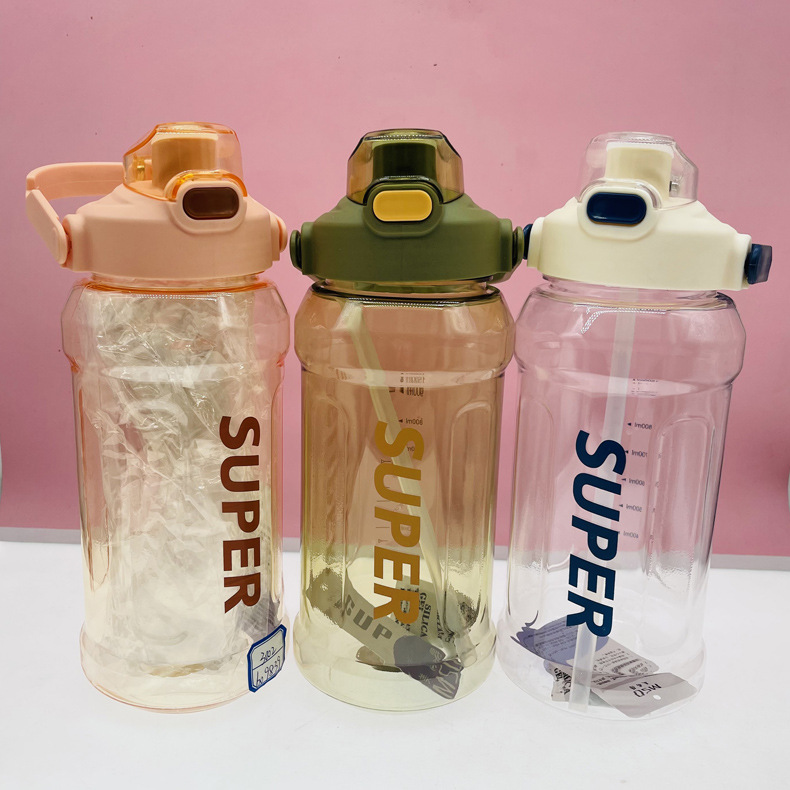 Meishangde gran capacidad de plástico red roja grande taza de agua espacio verano deportes portátiles al aire libre fitness hervidor taza de paja