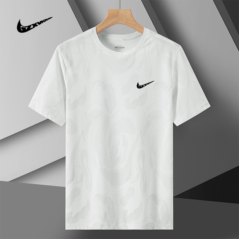 Cross-border 2025 New Ice Silk T-shirt Men's Sports Outdoor Short-sleeved Top Quick-drying Jacquard Casual Round Neck T-shirt for Men Cross-border 2025 New Ice Silk T-shirt Men's Sports Outdoor Short-sleeved Top Quick-drying Jacquard Casual Round Neck T-shirt for Men