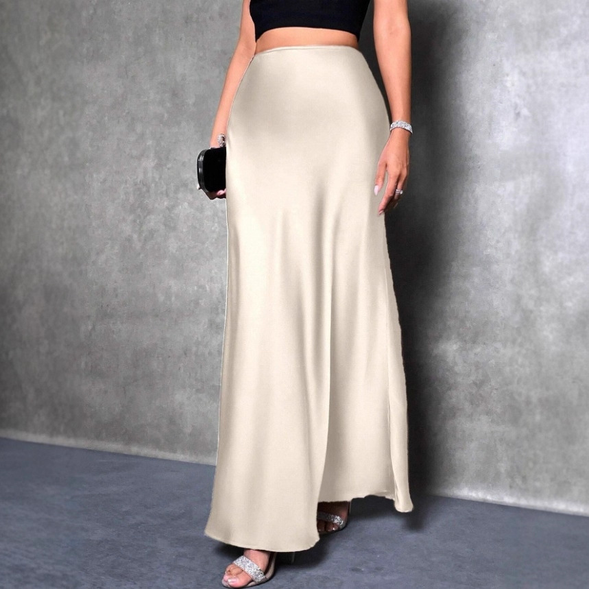 2025 Autumn European and American Amazon Independent Station Cross-Border New Fashion Elegant Satin High Waist Women's Skirt Women