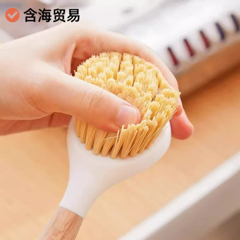 鍋ブラシ、キッチン専用長柄鍋洗いブラシ、鍋洗い加工品、鍋を傷めず油汚れを落とす、食器洗いブラシ、木柄ブラシ|undefined