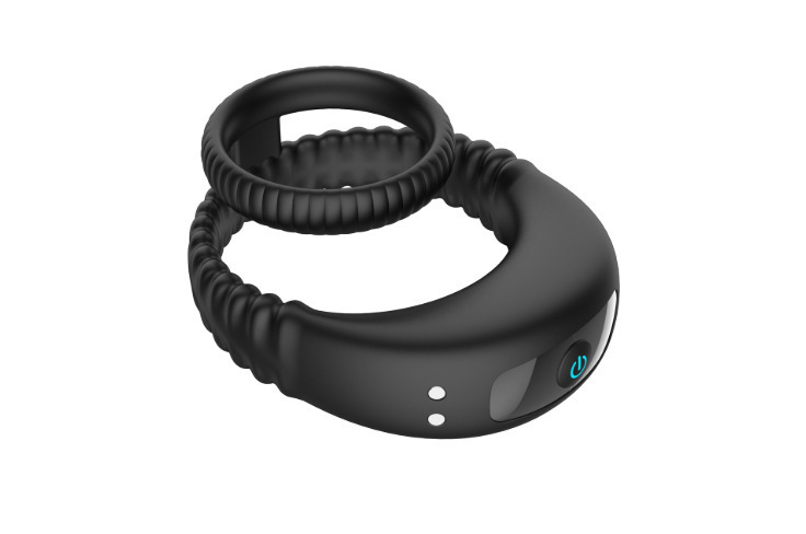 Dual-Vibration Rechargeable Silicone Cock Ring with Locking Double-Band Design — detail image 6