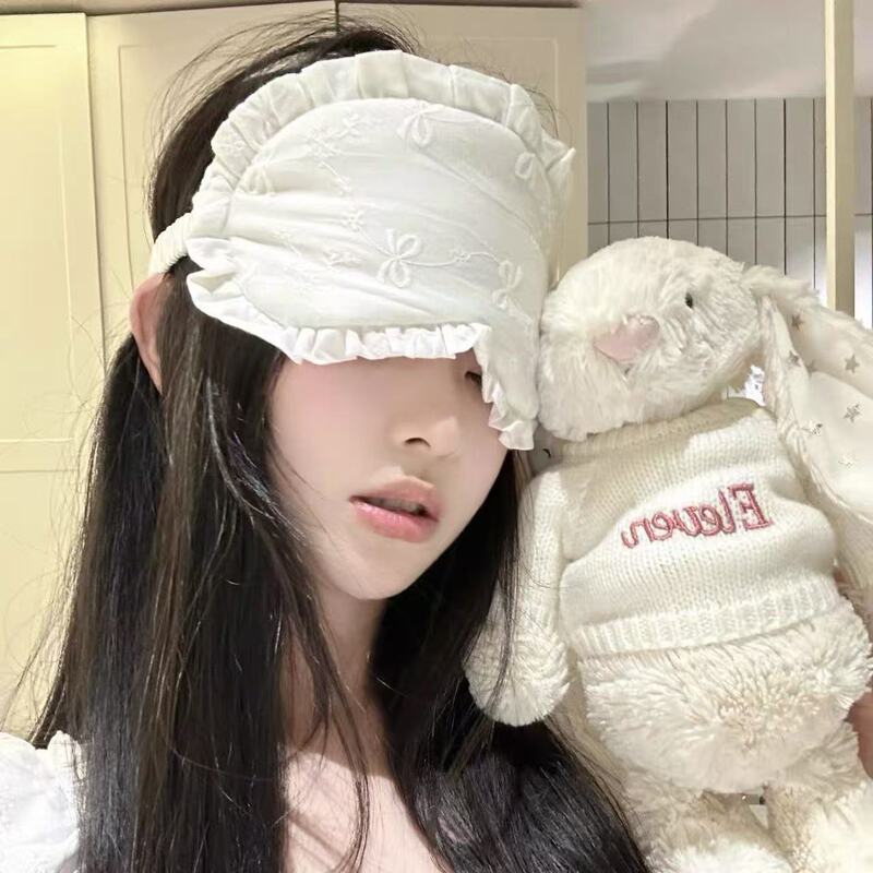 甜妹可爱卡通蕾丝花边印花眼罩遮光睡眠专用女ins风睡觉新款|undefined