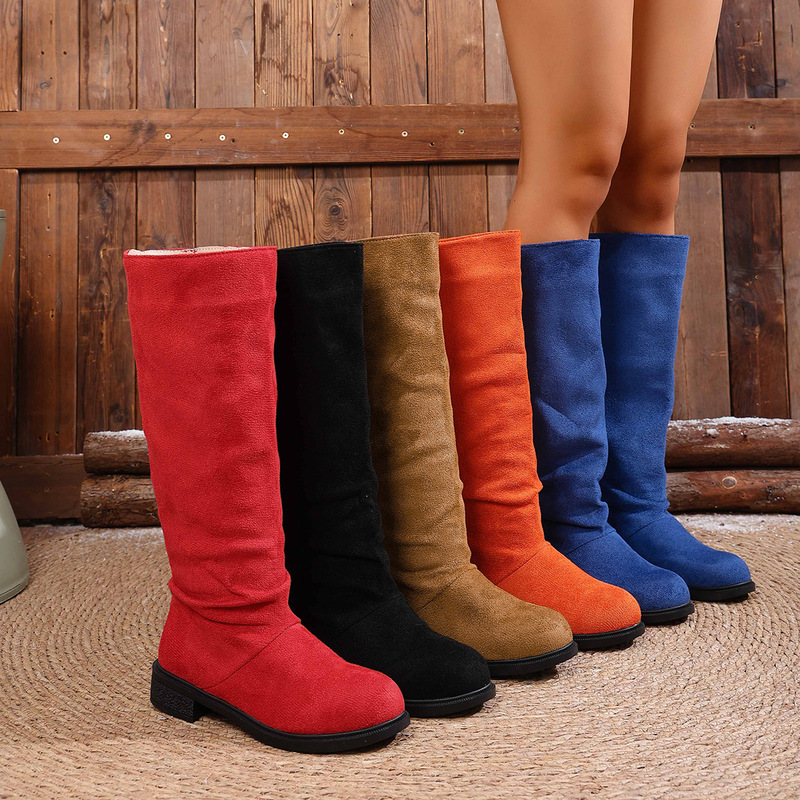 Women's Boots 2025 Autumn and Winter New European and American Fashion Suede Sleeve High Boots Low Heel Large Size Over-The-Knee Boots for Women Women's Boots 2025 Autumn and Winter New European and American Fashion Suede Sleeve High Boots Low Heel Large Size Over-The-Knee Boots for Women
