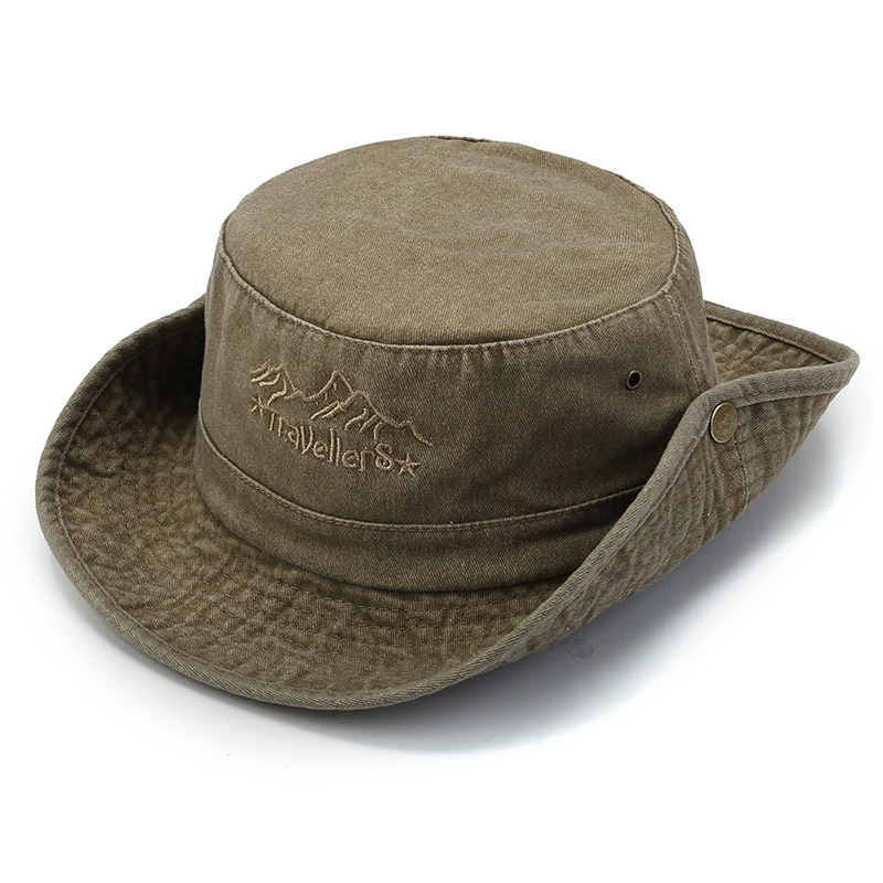 Modischer und minimalistischer gewaschener Denim-Fischerhut für weibliche Persönlichkeit, Sonnenhut mit großer Krempe im Used-Look, faltbarer Beckenhut_voghion.com