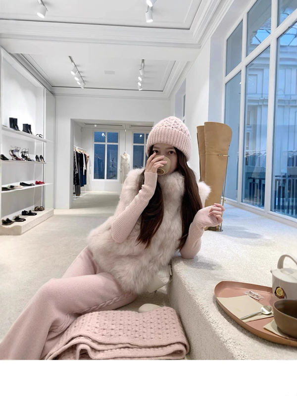 晴山暮雪麻dou同款奢贵山羊绒皮草马甲坎肩外套女冬日御寒神器|undefined