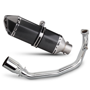 Suitable for Motorcycle Qiaoge Jinzhan 6 Gy6 Stainless Steel Front Section 370 Small Hexagonal Slant Tail Exhaust Pipe Set