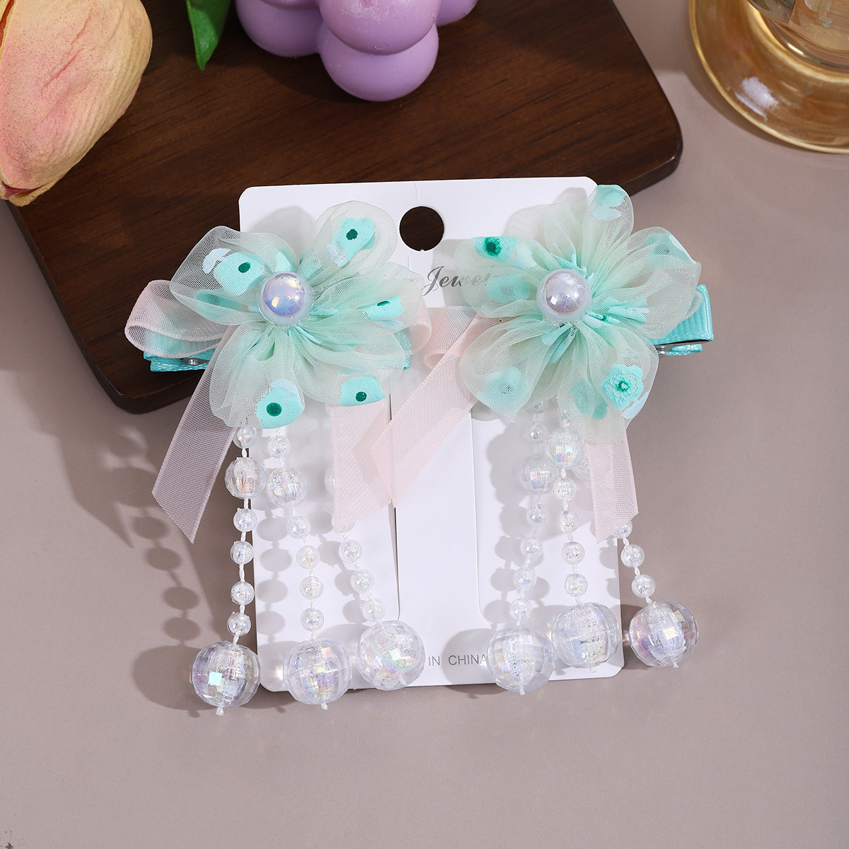 Flor en la cabeza para niños, tocado Hanfu, estilo antiguo, pinza, accesorios para el cabello, estilo chino, niña, flecos, horquilla para niñas image 7