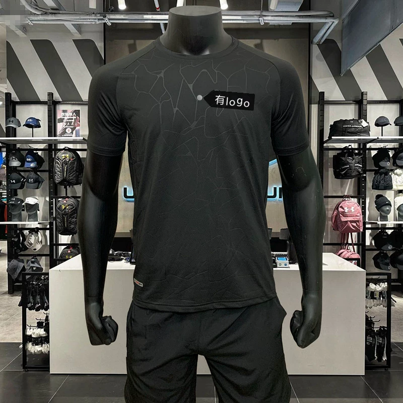 Брендовая футболка оптом, эластичная спортивная мужская летняя быстросохнущая футболка с короткими рукавами для бега, фитнеса, повседневные дышащие и быстросохнущие топы